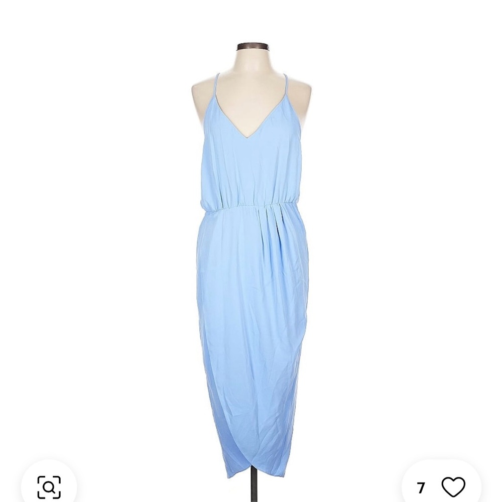 Oat New York Blue Asymmetrical Midi Dress for Weddings